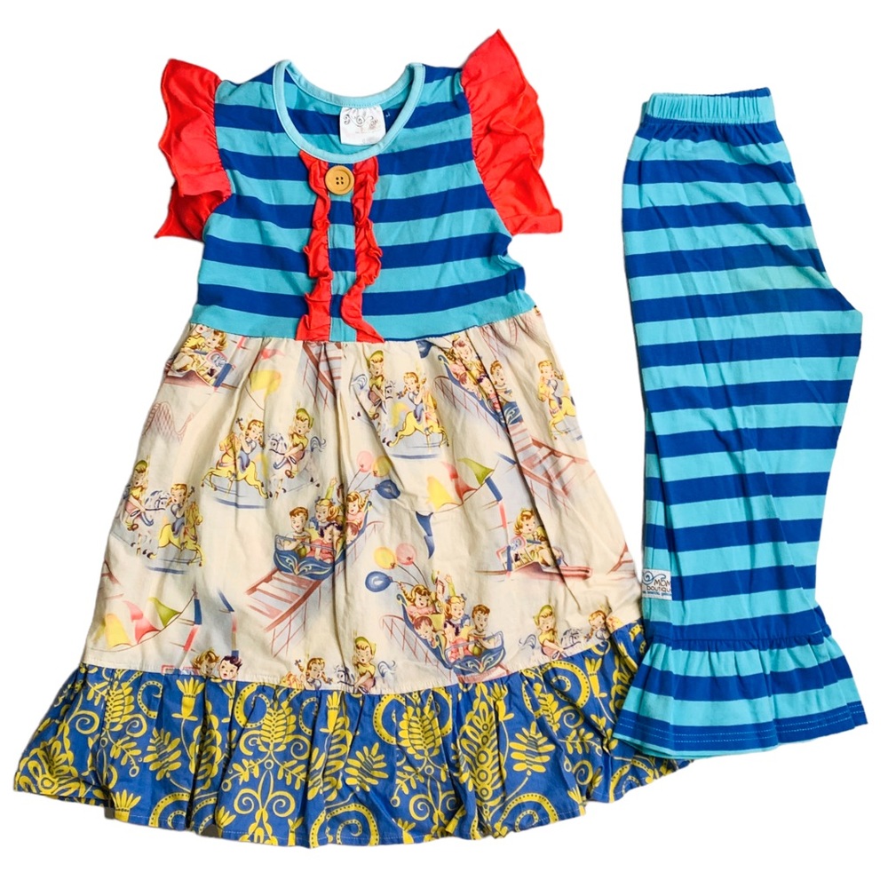 Momi Boutique, Size 6Y, vintage mixed print pant set